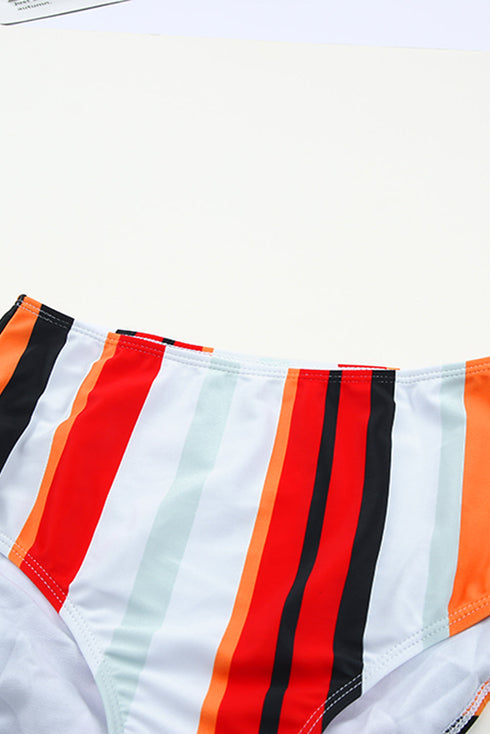 Square Neck Sleeveless Print Tankini Set
